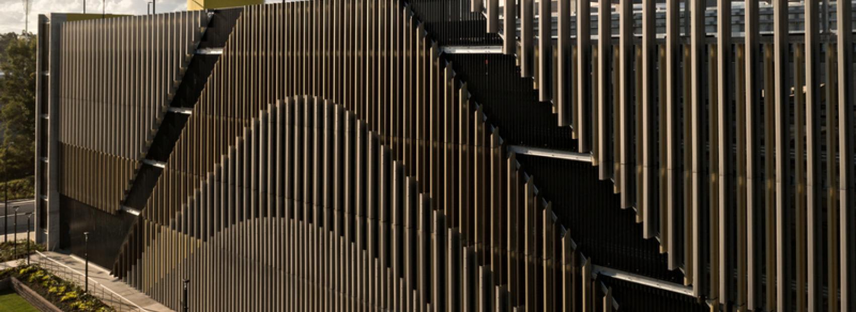 Carpark with Zed Purlins made from PERMALITE aluminium used as a feature screen