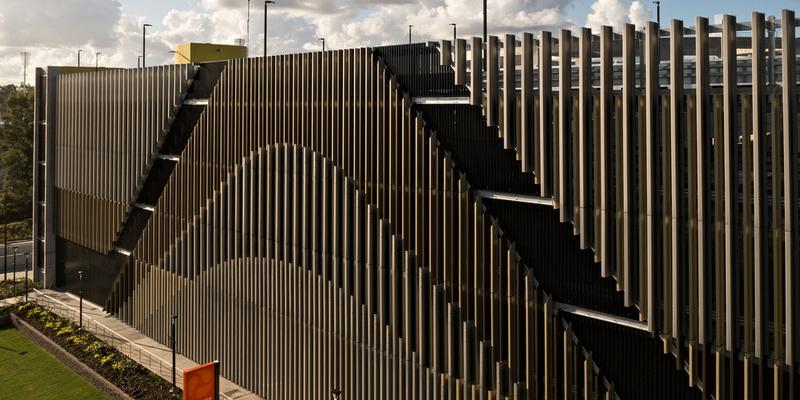 Carpark with Zed Purlins made from PERMALITE aluminium used as a feature screen